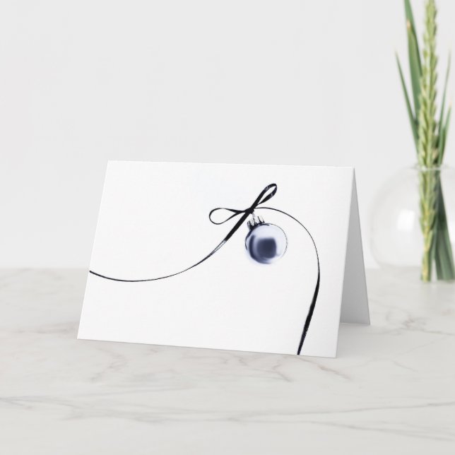 Tarjeta Festiva ornamento único con cinta (Anverso)