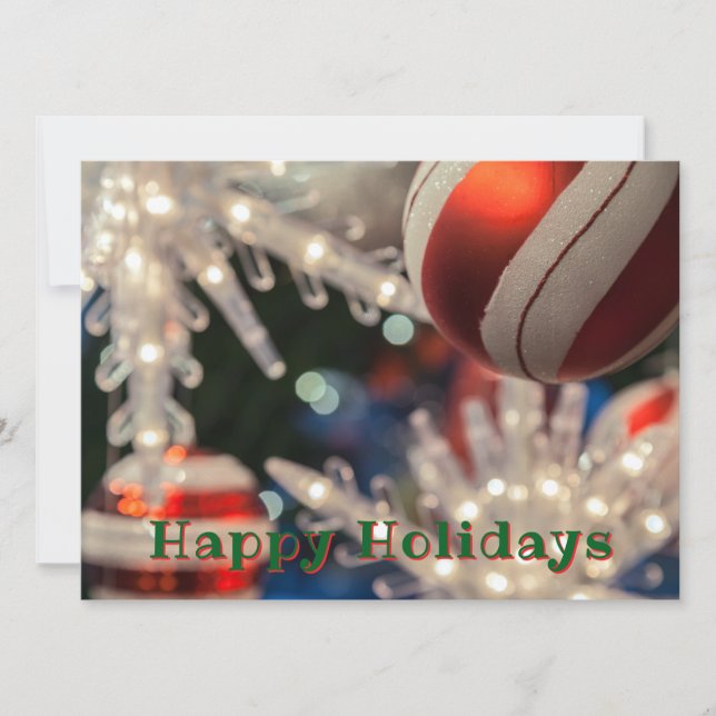 Tarjeta Festiva Ornamento y luz navideños (Anverso)