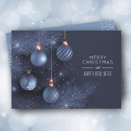 Tarjeta Festiva Ornamentos azules navidades