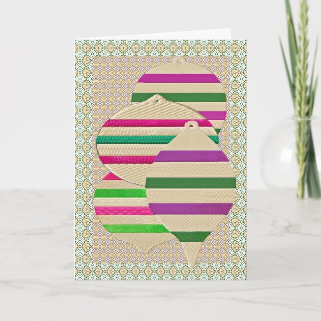 Tarjeta Festiva Ornamentos bordados (Anverso)