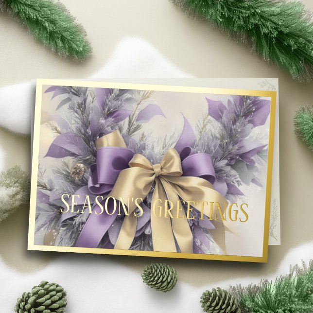 Tarjeta Festiva Ornamentos Cinta satinada Lavanda Evergreen (Subido por el creador)