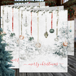 Tarjeta Festiva Ornamentos colgantes Escena de invierno Feliz Navi