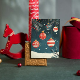 Tarjeta Festiva Ornamentos colgantes retro baubles rojos baubles n