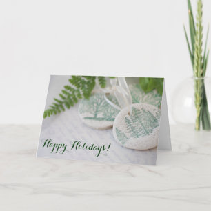 Tarjeta Festiva Ornamentos de árbol en letra antigua