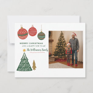 Tarjeta Festiva Ornamentos de estilo moderno foto de árbol de Navi