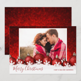 Tarjeta Festiva Ornamentos de Snowflakes Navidades de fotos