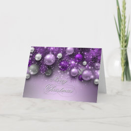 Tarjeta Festiva Ornamentos de vacaciones de navidades - Púrpura