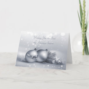 Tarjeta Festiva Ornamentos de vacaciones plateados