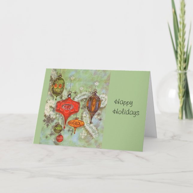 Tarjeta Festiva Ornamentos del vidrio del vintage (Anverso)