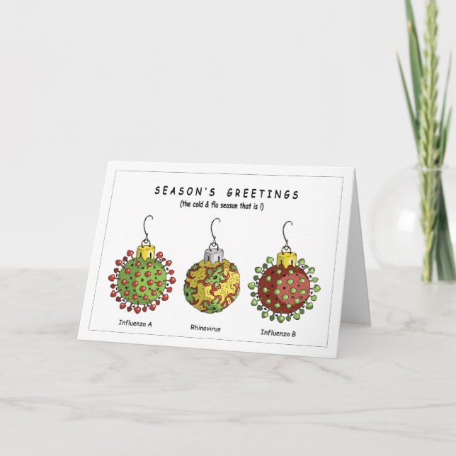 Tarjeta Festiva Ornamentos del virus (Anverso)