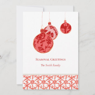 Tarjeta Festiva Ornamentos Elegantes De Color Rojo Mínimo