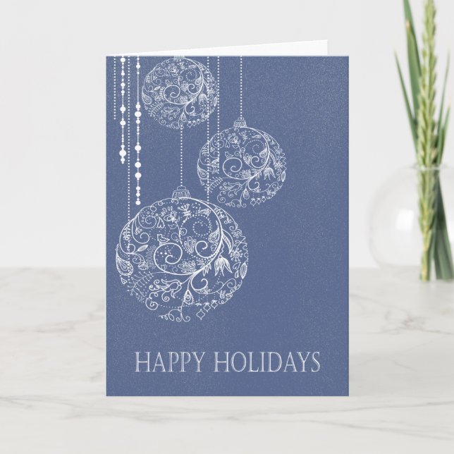 Tarjeta Festiva Ornamentos filigrí - "Felices fiestas" (Anverso)