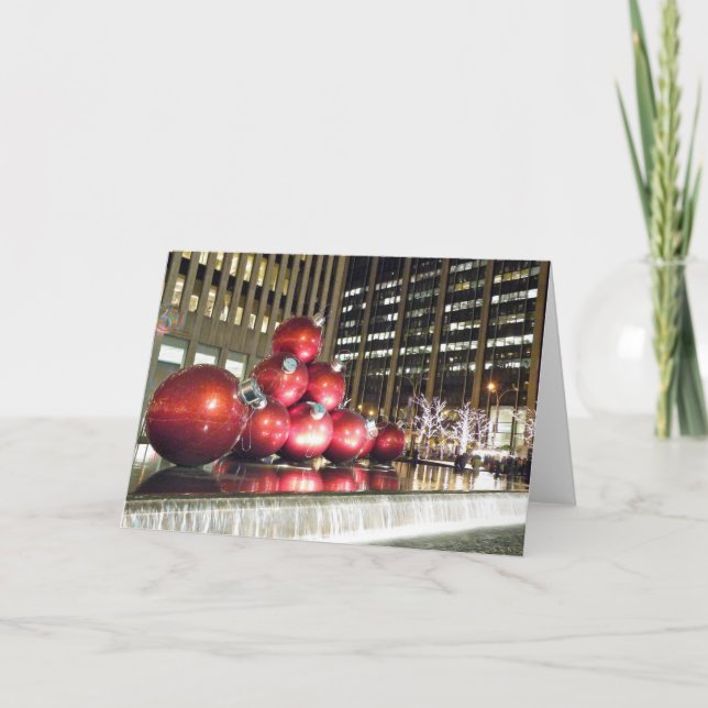 Tarjeta Festiva Ornamentos gigantes NYC (Anverso)