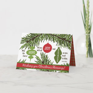 Tarjeta Festiva ORNAMENTOS Navidades de guiones doblados - BLANCO