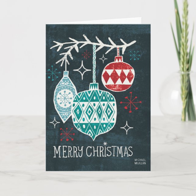 Tarjeta Festiva Ornamentos navideños (Anverso)
