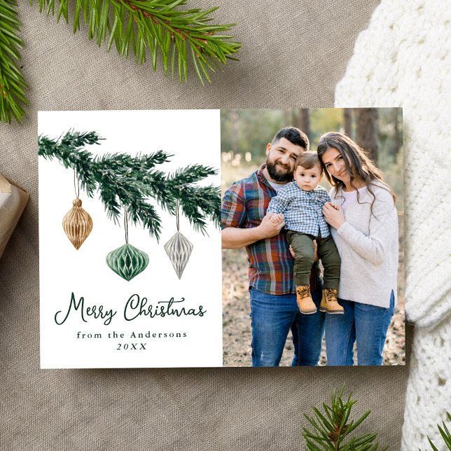 Tarjeta Festiva Ornamentos navideños acuarelas Foto (Subido por el creador)