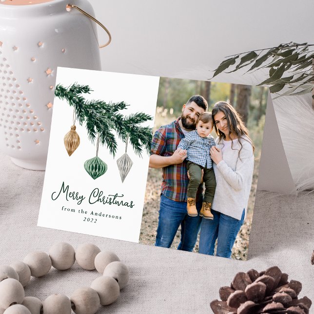 Tarjeta Festiva Ornamentos navideños acuarelas Foto (Subido por el creador)