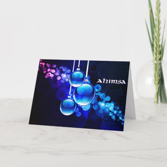 Tarjeta Festiva Ornamentos navideños de Ahimsa (Anverso)
