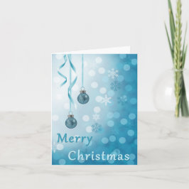 Tarjeta Festiva Ornamentos navideños de Blue Faux Purpurina