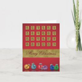 Tarjeta Festiva Ornamentos navideños de calendario anticipado