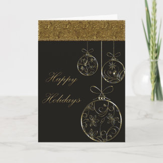 Tarjeta Festiva Ornamentos navideños de chocolate y oro