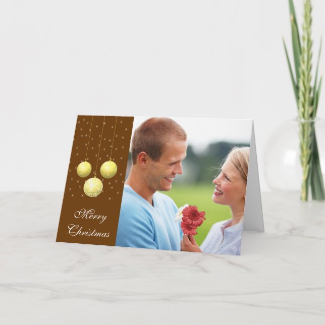 Tarjeta Festiva Ornamentos navideños de Feliz (Anverso)