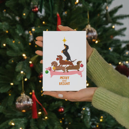 Tarjeta Festiva Ornamentos navideños de la pirámide de Dachshund