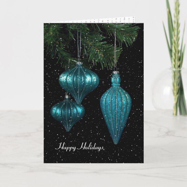 Tarjeta Festiva ornamentos navideños de vacaciones acuáticas en co (Anverso)