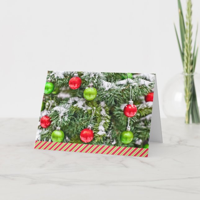 Tarjeta Festiva Ornamentos navideños de vacaciones de negocios Árb (Anverso)