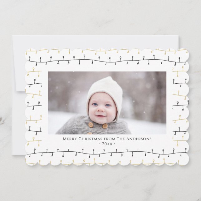 Tarjeta Festiva Ornamentos navideños negros de oro divertido blanc (Anverso)