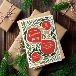 Tarjeta Festiva Ornamentos navideños y fiesta navideña