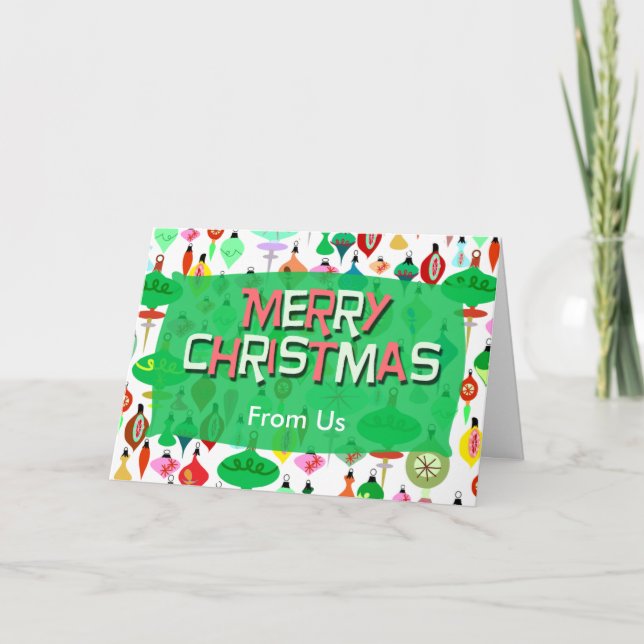 Tarjeta Festiva Ornamentos retro Fun Holidays Personalizado Navida (Anverso)