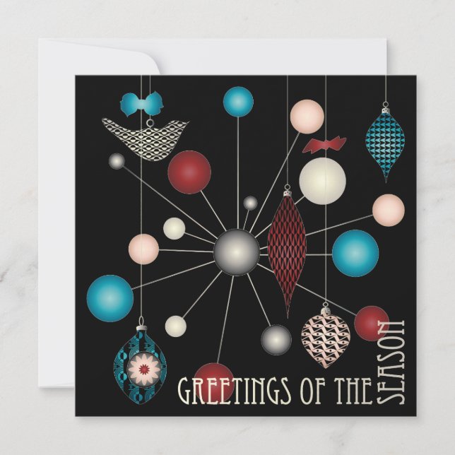 Tarjeta Festiva Ornamentos retro navidades (Anverso)