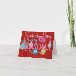 Tarjeta Festiva Ornamentos retro Navidades rojos