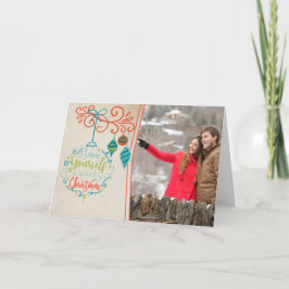 Tarjeta Festiva Ornamentos retro y bauble navideño de Feliz - Foto