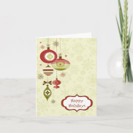 Tarjeta Festiva Ornamentos retro y nieve - Felices vacaciones