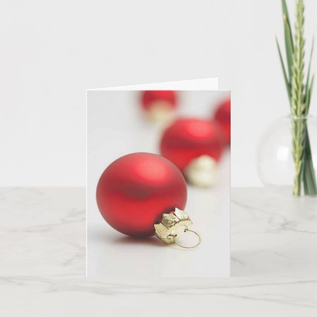 Tarjeta Festiva Ornamentos rojos (Anverso)
