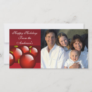 Tarjeta Festiva Ornamentos rojos en un profundo vino de Borgoña