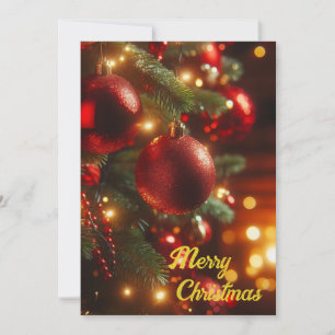 Tarjeta Festiva Ornamentos rojos vintage de vacaciones para navida