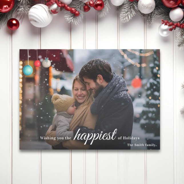 Tarjeta Festiva Ornamentos simples Felices Fiestas Navidades de fo (Subido por el creador)