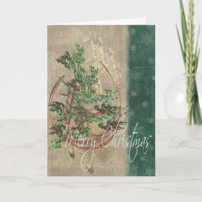 Tarjeta Festiva Ornamentos y copos de nieve (Anverso)