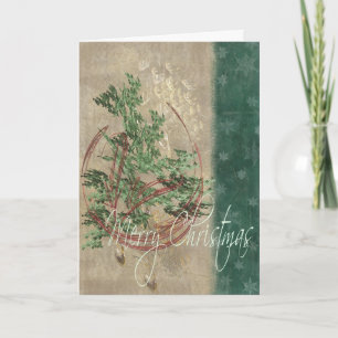 Tarjeta Festiva Ornamentos y copos de nieve