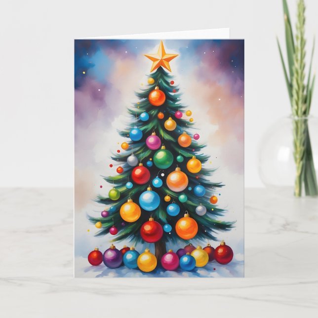 Tarjeta Festiva Ornamentos y fondo galáctico sobredimensionados pa (Anverso)