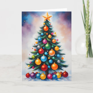 Tarjeta Festiva Ornamentos y fondo galáctico sobredimensionados pa
