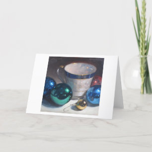 Tarjeta Festiva "Ornamentos y taza de té "