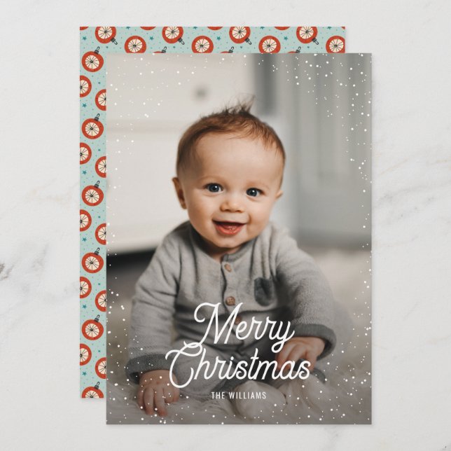 Tarjeta Festiva Ornaments Snow Photo Navidades (Anverso / Reverso)