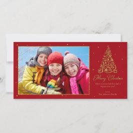 Tarjeta Festiva Ornate Christmas Tree Gold