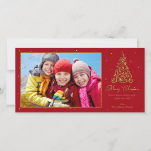 Tarjeta Festiva Ornate Christmas Tree Gold