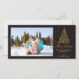 Tarjeta Festiva Ornate Christmas Tree Purpurina