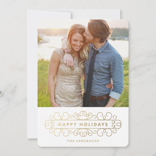 Tarjeta Festiva Ornate Holiday (Anverso)